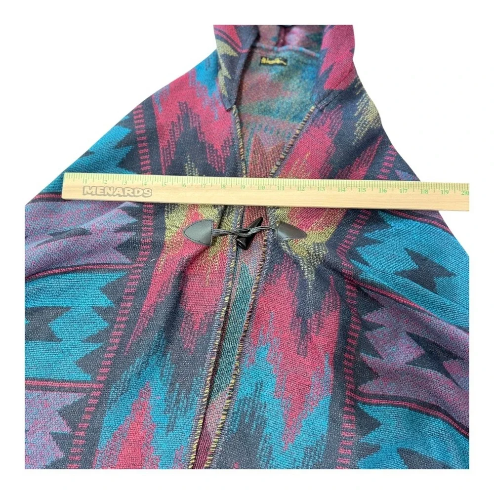Southwestern Boho All Jazzed Up Hooded Poncho Cape One Size Multicolor Geometric